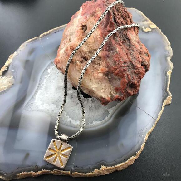 Jewelry - Cynthia Gale Sterling Silver Byzantine Necklace 17" With Charm